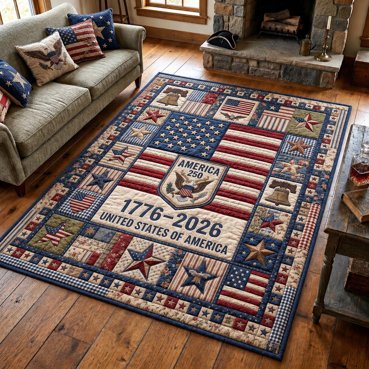 Liberty March Area Rug - Non-Slip Washable 3D Print Rug for Living Room & BedroomTVC2108407