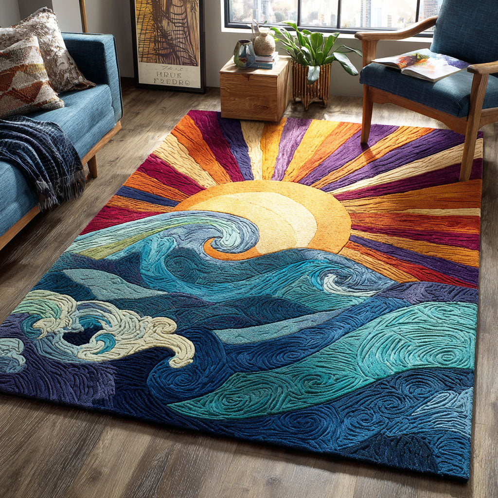 Light Horizon Area Rug - Non-Slip Washable 3D Print Rug for Living Room & BedroomTVC2108302