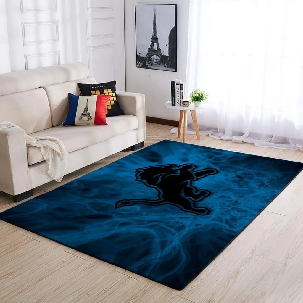 Lion Area Rug Modern Living Room Decorative Carpet Black and Blue