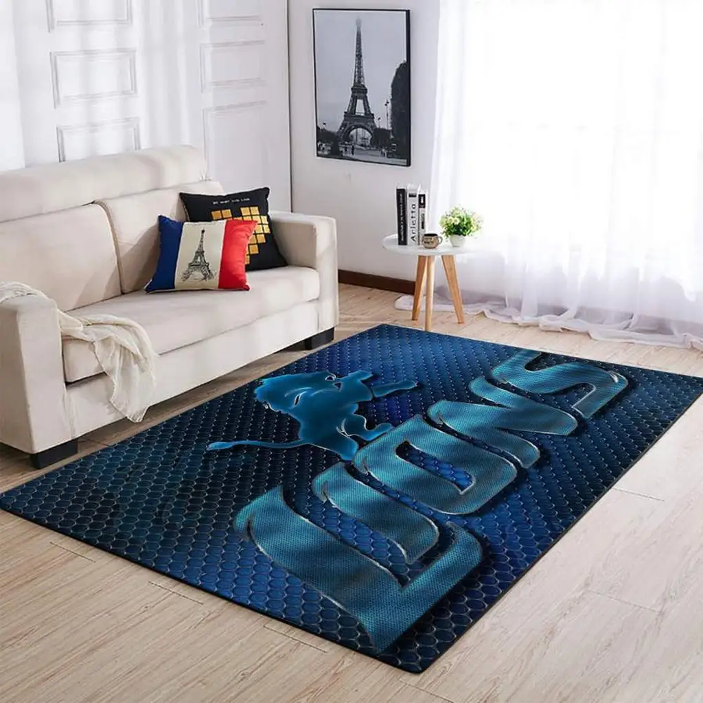 Lions Modern Area Rug for Living Room Decor Black and Blue