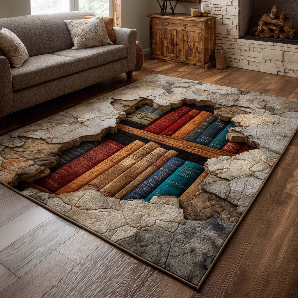 Literary Lounge Area Rug - Non-Slip Washable 3D Print Rug for Living Room & BedroomTVC2108301