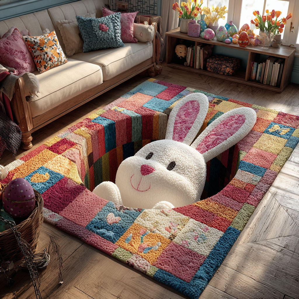 Little Bunny Surprise Area Rug - Non-Slip Washable 3D Print Rug for Living Room & BedroomTVC2108301
