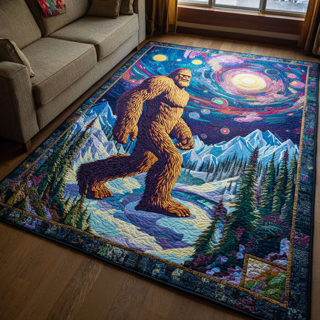 Lone Bigfoot Area Rug - Non-Slip Washable 3D Print Rug for Living Room & Bedroom (DesignTVC2108300