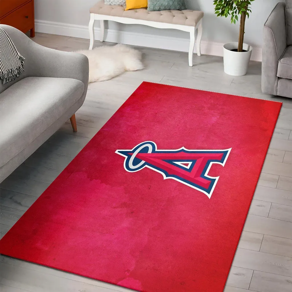 Los Angeles Angels Rug - Area for Living Room Decor Blue and Red