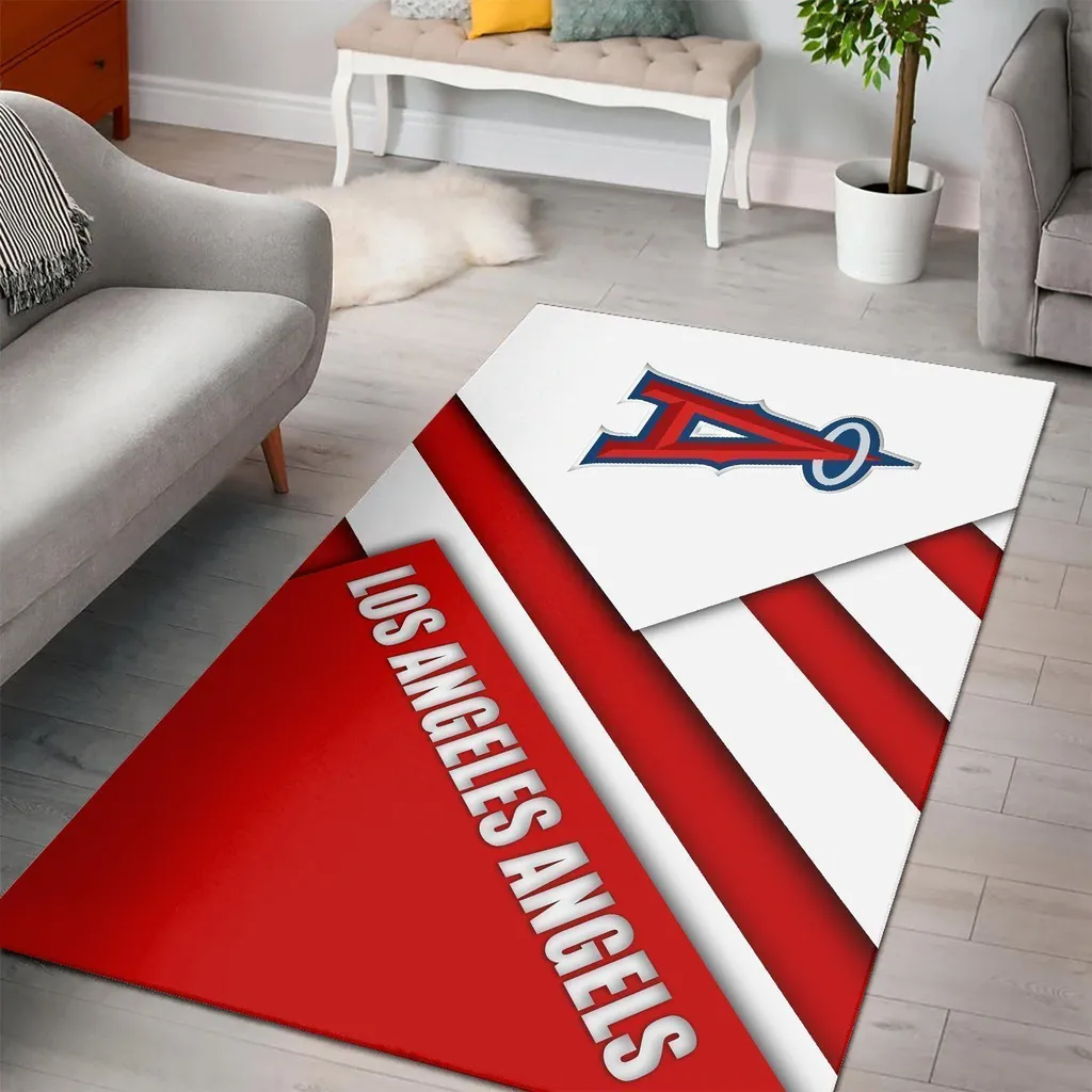 Los Angeles Angels Rug - Area Modern Design for Living Room Red and White