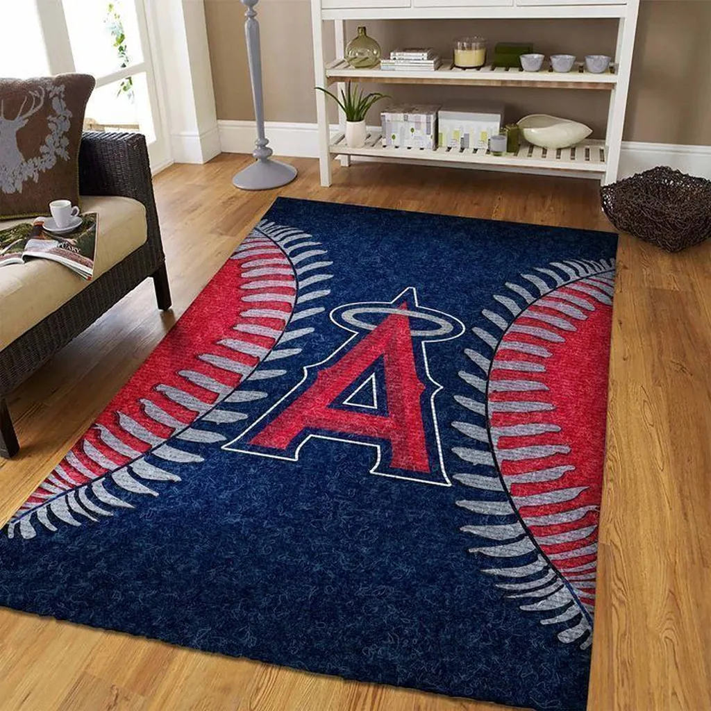 Los Angeles Angels Rug - Baseball Area Colors Blue and Red