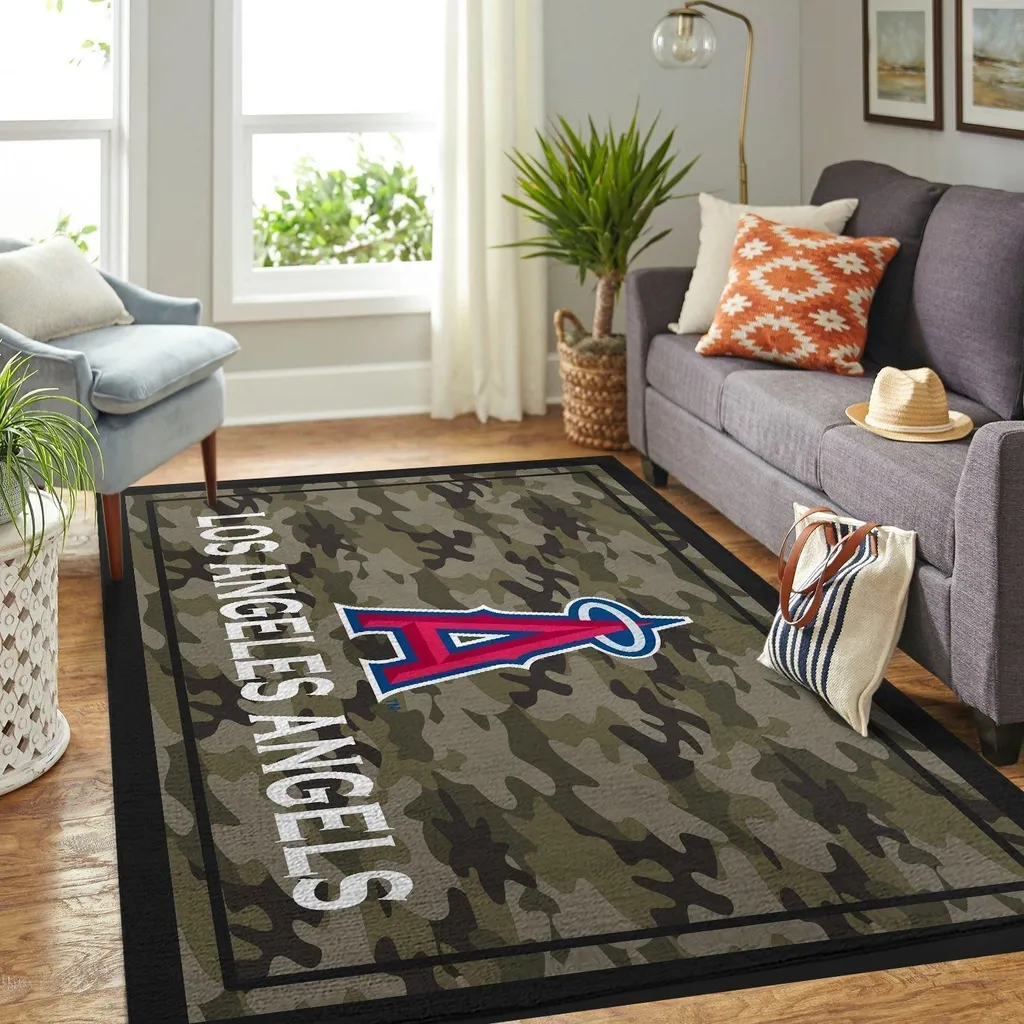 Los Angeles Angels Rug - Camouflage Area for Home Decor Black and Green