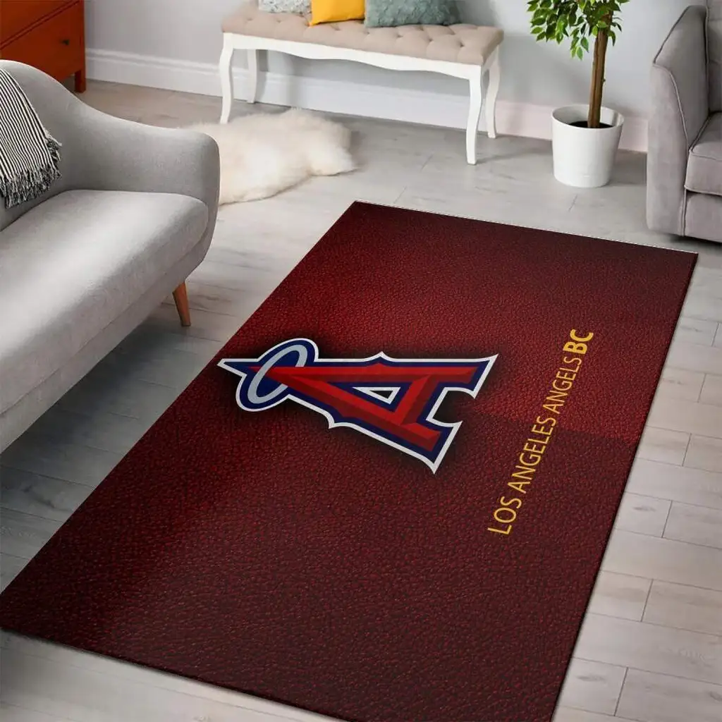 Los Angeles Angels Rug - Logo Area for Home and Office Decor Blue and Red