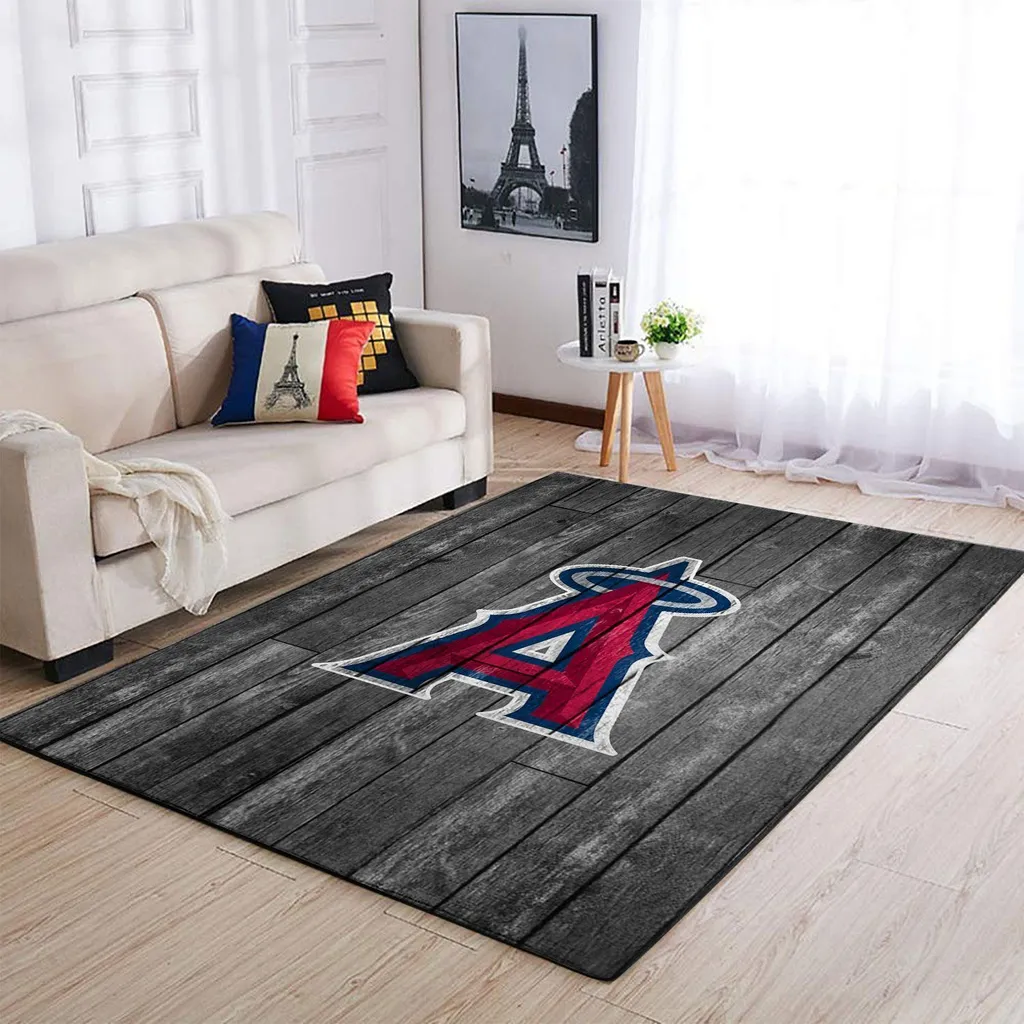 Los Angeles Angels Rug - Logo for Living Room Decor Red and Gray