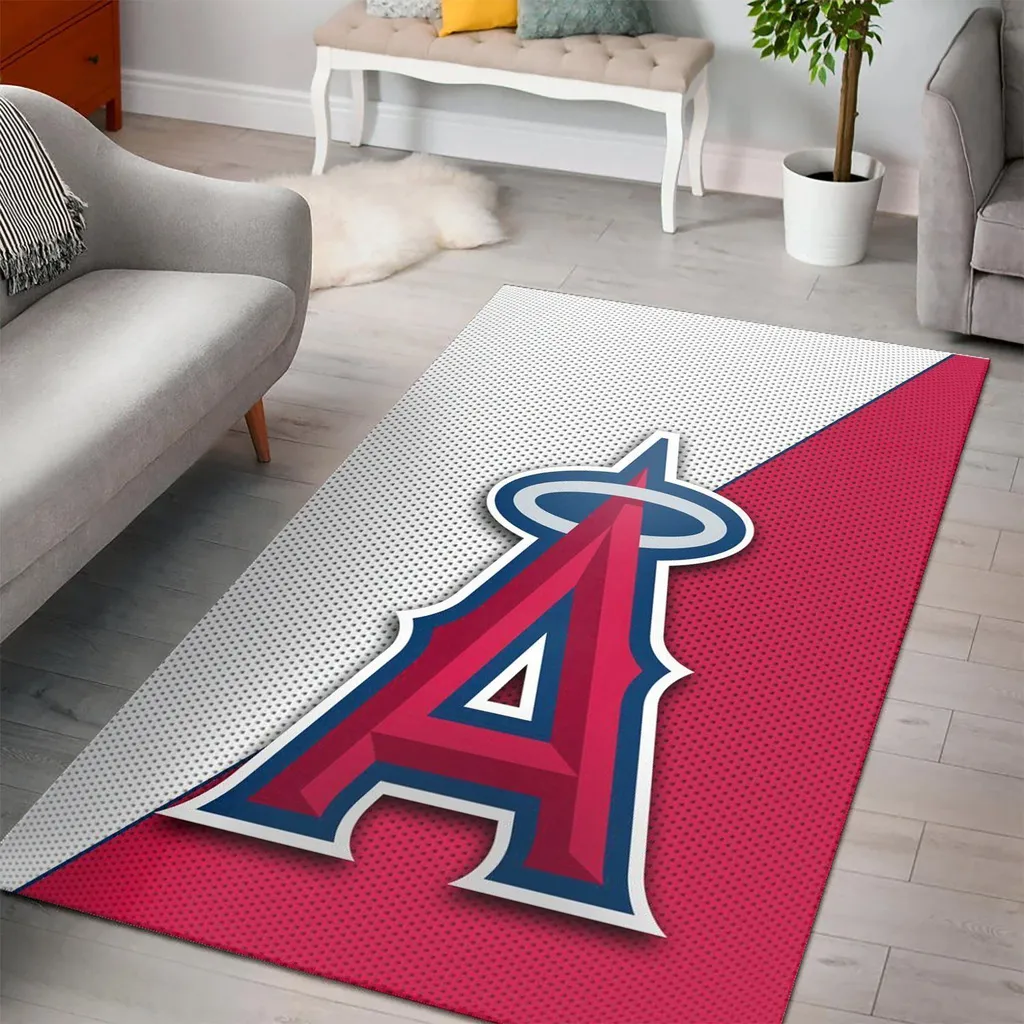 Los Angeles Angels Rug - Modern Area for Home Decor Red and White