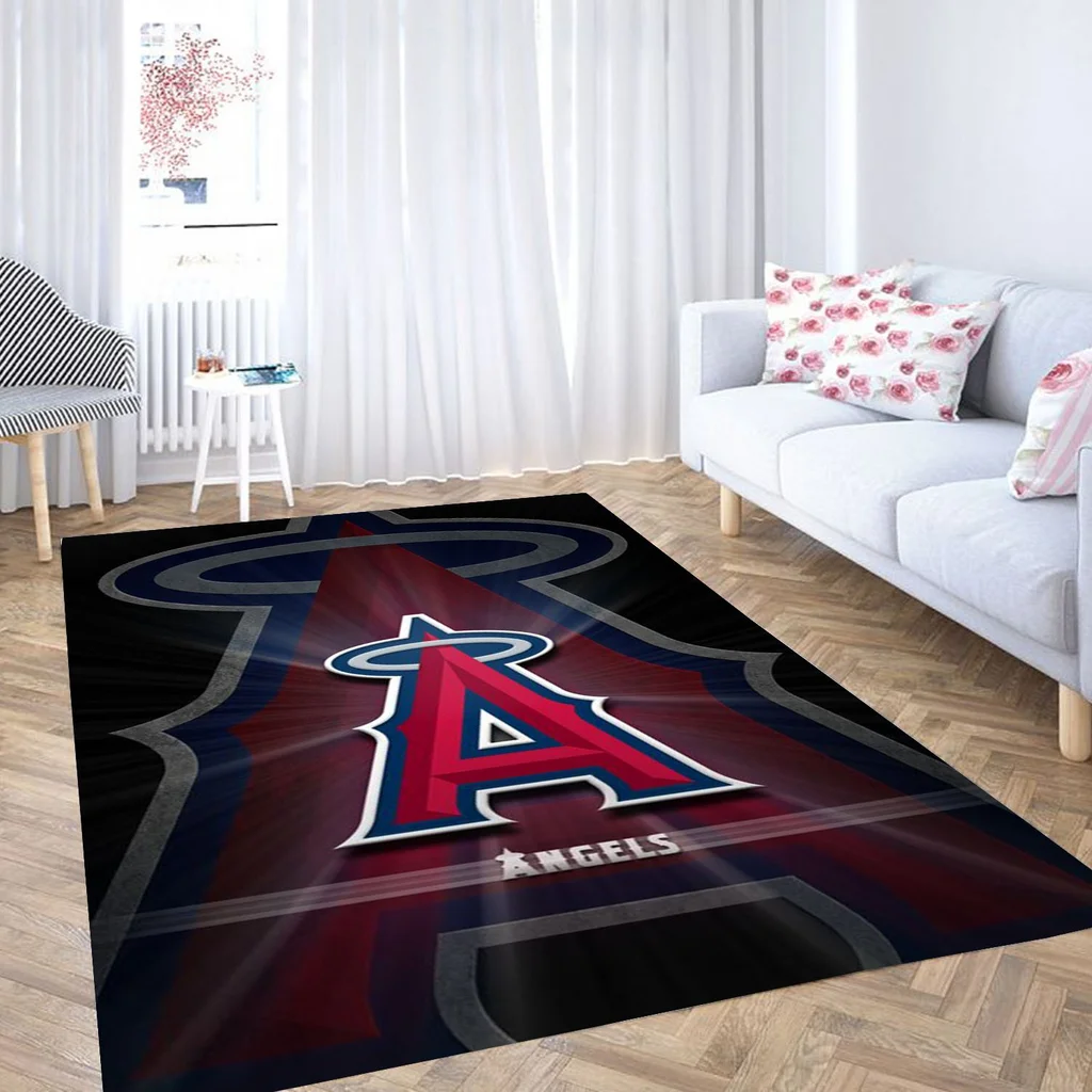 Los Angeles Angels Rug - Modern Area for Living Room Decor Black and Red