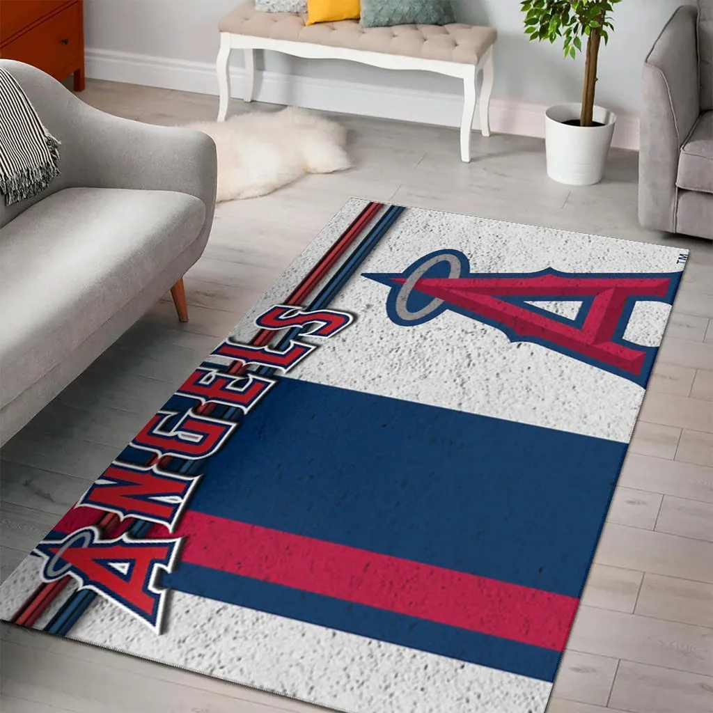 Los Angeles Angels Rug - Team Logo Area for Home Decor Blue and Red