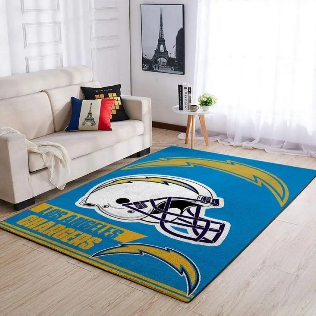 Los Angeles Chargers Rug - NFL Helmet Area for Fans Blue and Yellow