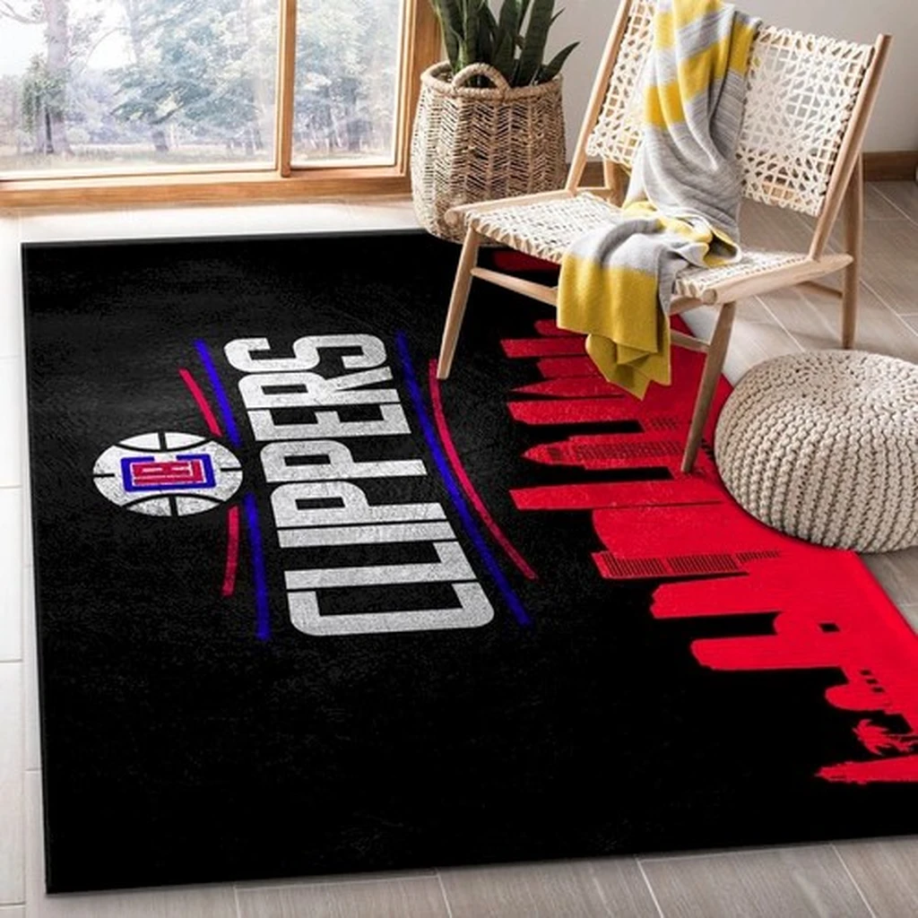 Los Angeles Clippers Rug - Skyline Area for Home Decor Red and Yellow
