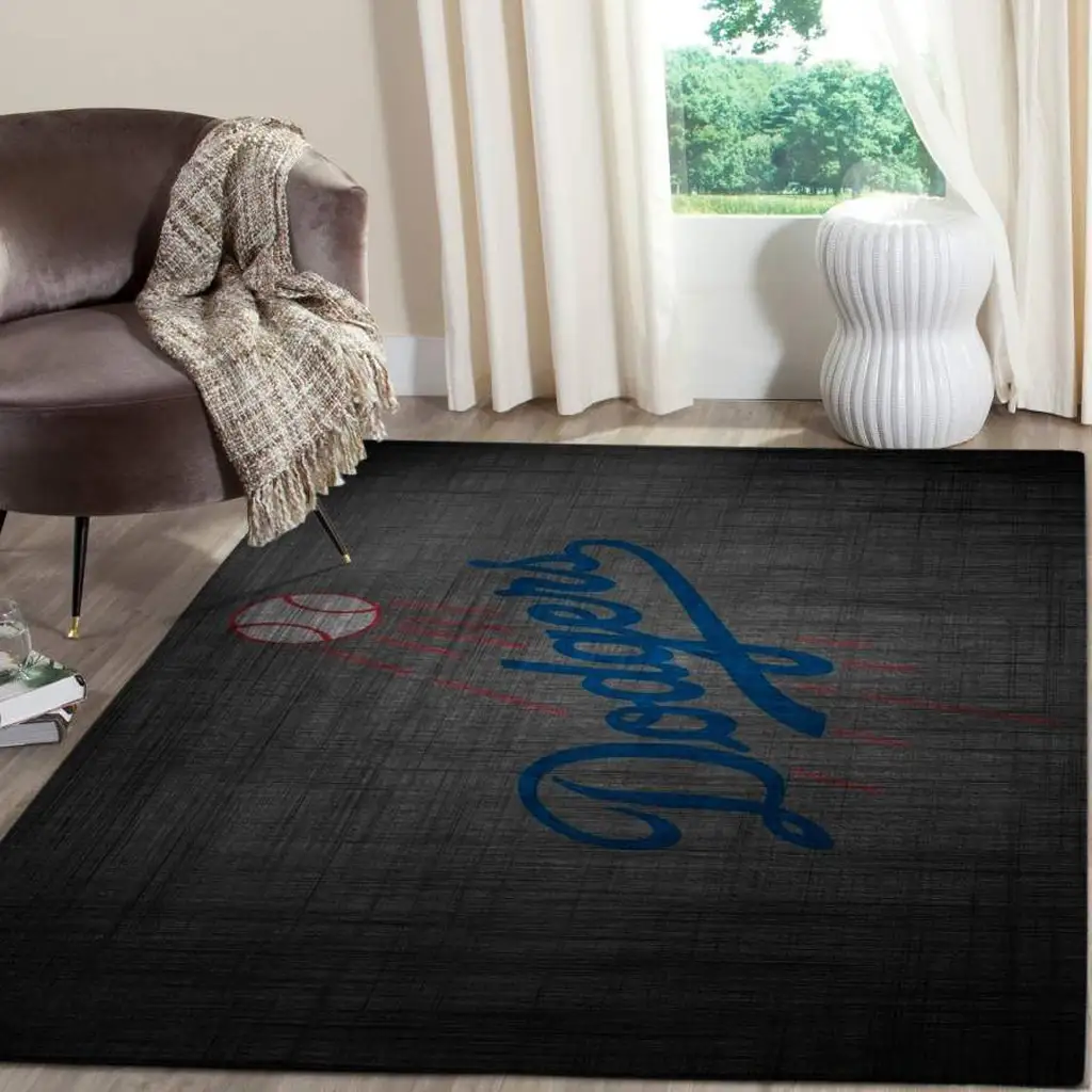Los Angeles Dodgers Rug - Area for Sports Fans Black and Blue