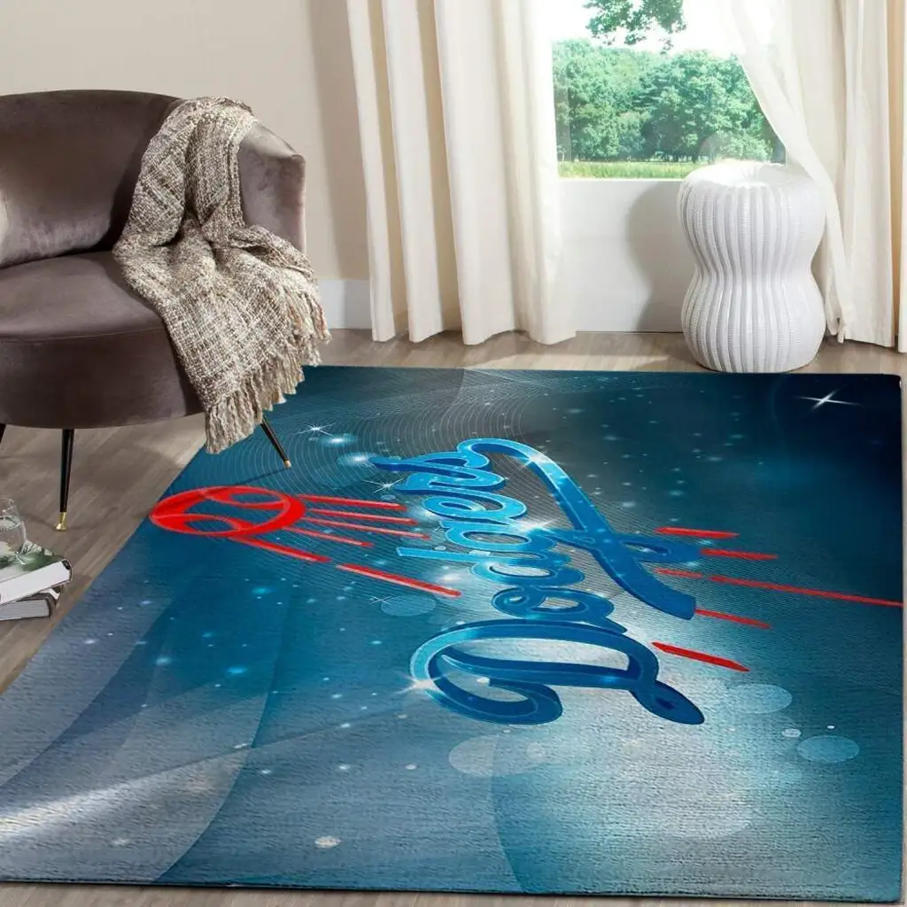 Los Angeles Dodgers Rug - Area Perfect for Sports Fans Blue and Red