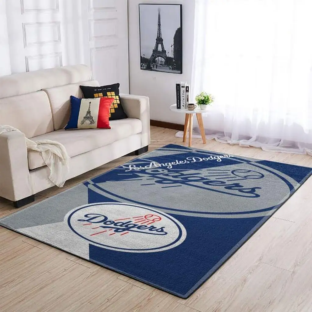 Los Angeles Dodgers Rug - Living Room Area Carpet Blue and Gray