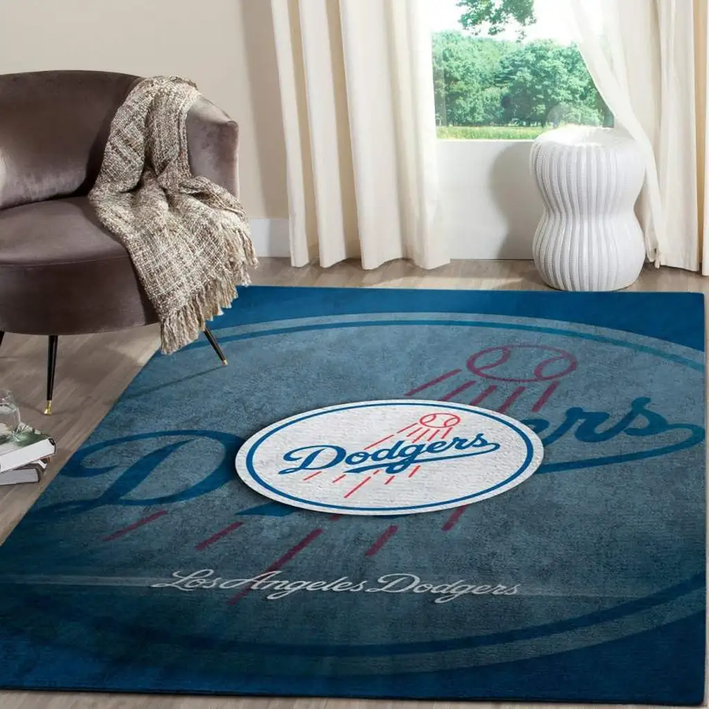 Los Angeles Dodgers Rug - Logo Area Perfect for Home Decor Blue and White