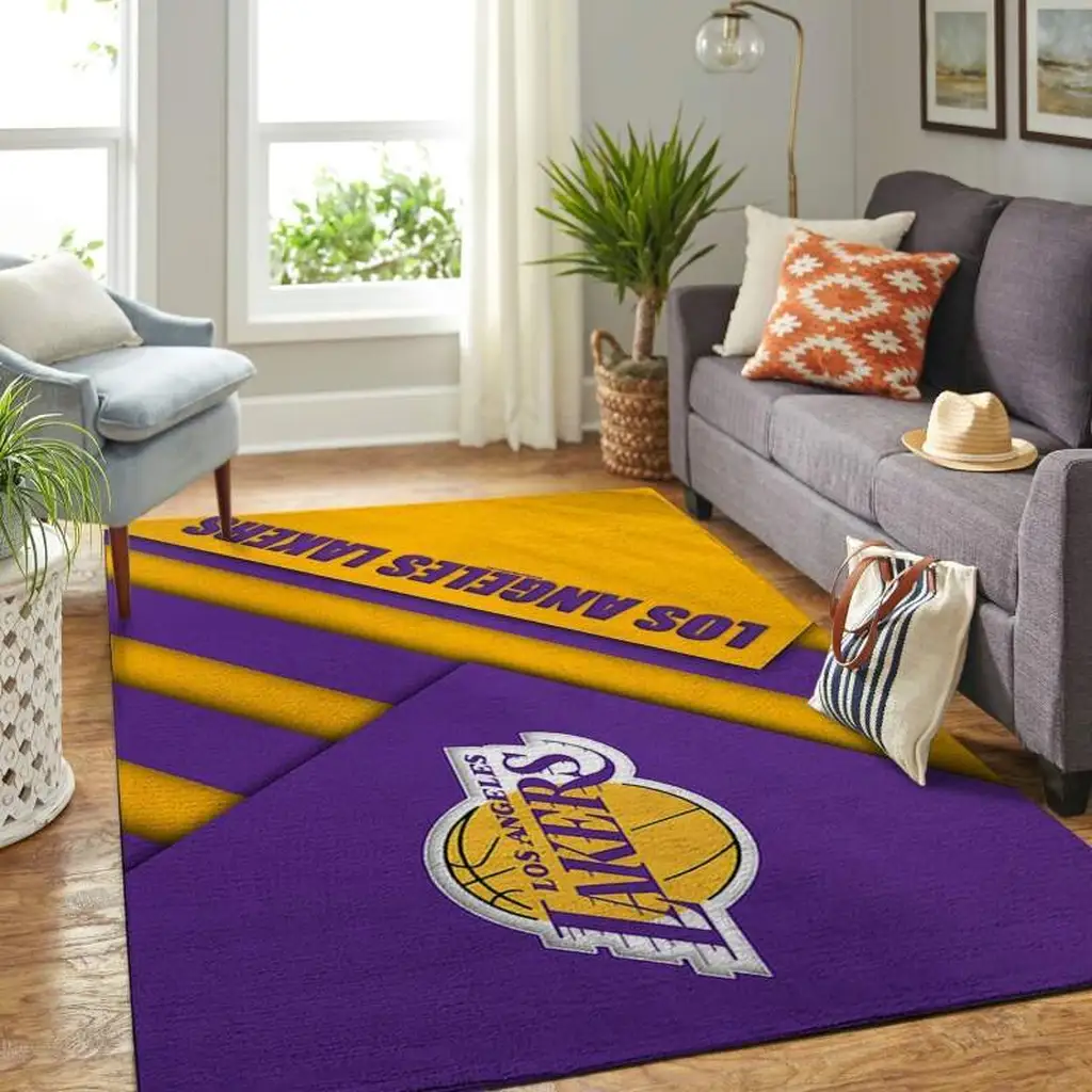 Los Angeles Lakers Rug - Area Home Floor Decor Purple and Yellow