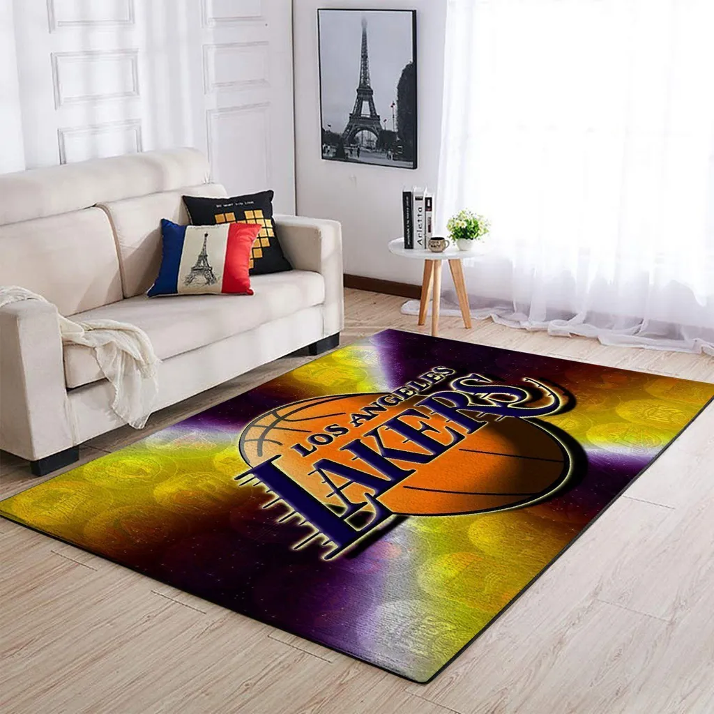 Los Angeles Lakers Rug - Basketball Fan Area Carpet Purple and Yellow