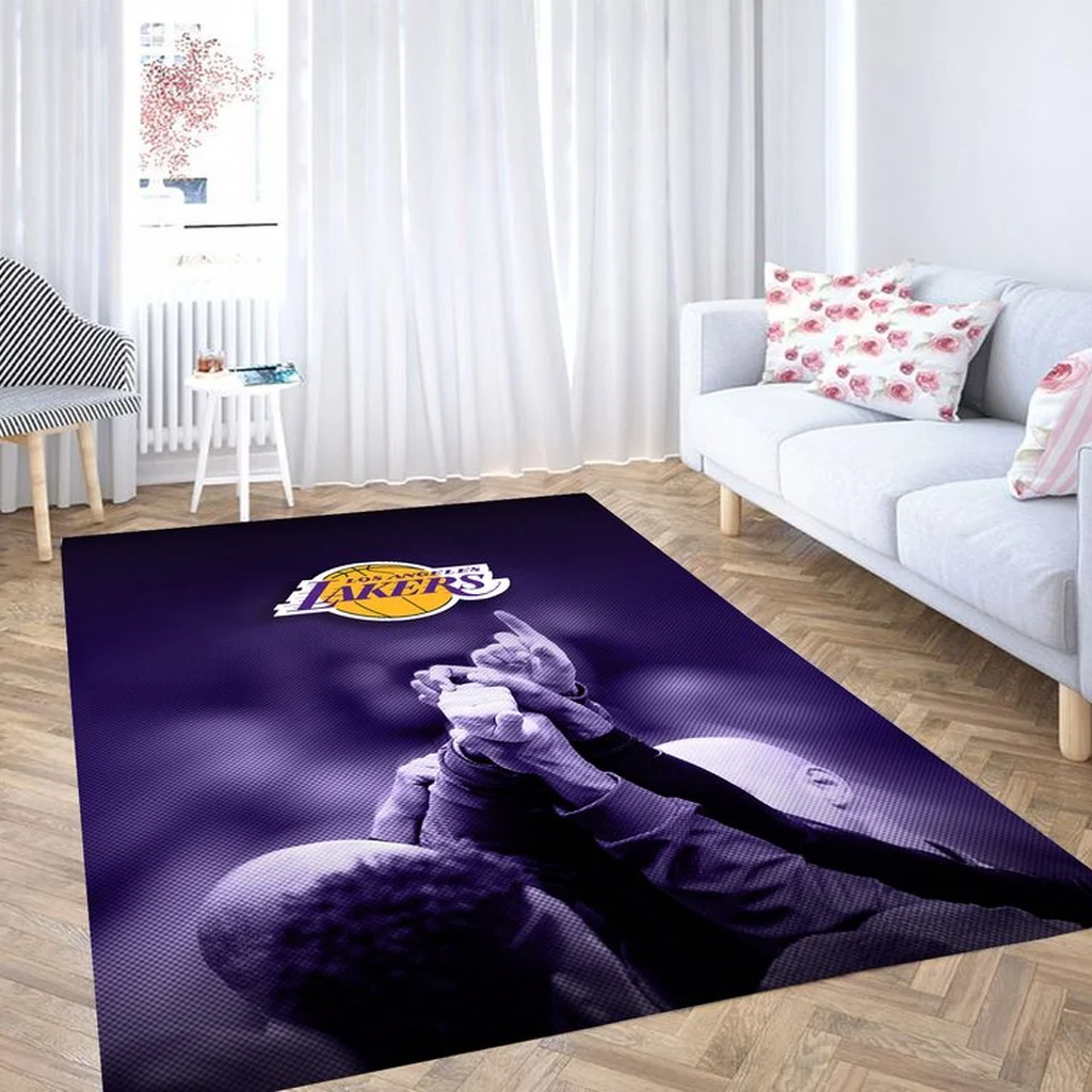 Los Angeles Lakers Rug - Basketball for Bedroom Decor Purple and Yellow