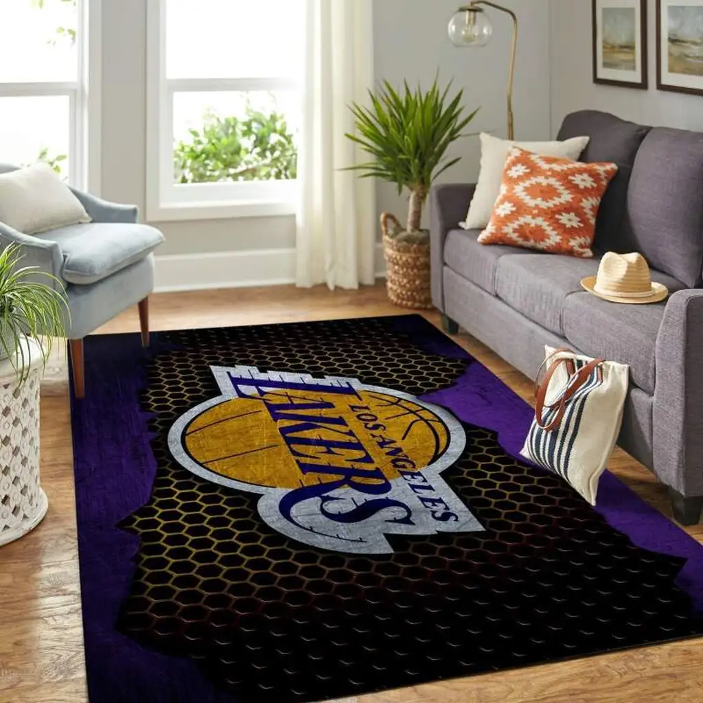 Los Angeles Lakers Rug - Basketball for Home Decor Purple and Yellow