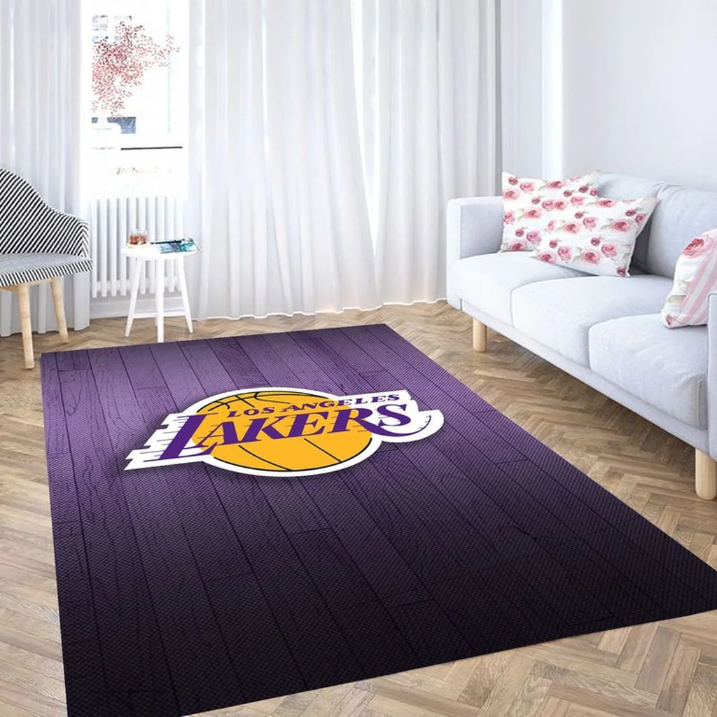 Los Angeles Lakers Rug - Basketball Home Decor Purple and Yellow