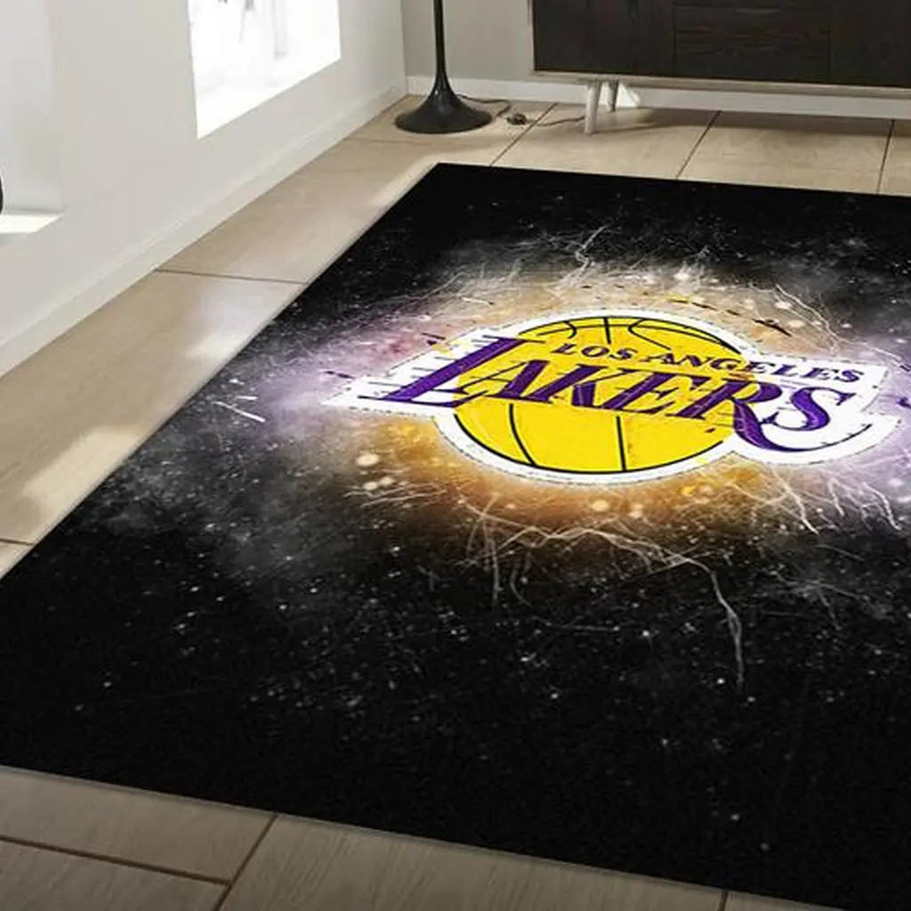 Los Angeles Lakers Rug - Basketball Logo for Fans Black and Yellow