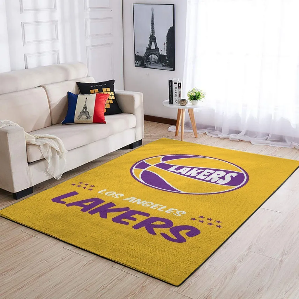 Los Angeles Lakers Rug - Hoops Area Carpet for Basketball Fans Purple and Yellow
