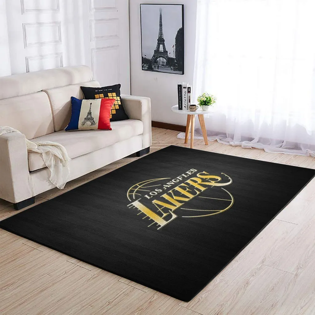 Los Angeles Lakers Rug - LA Area for Living Room Decor Black and Yellow
