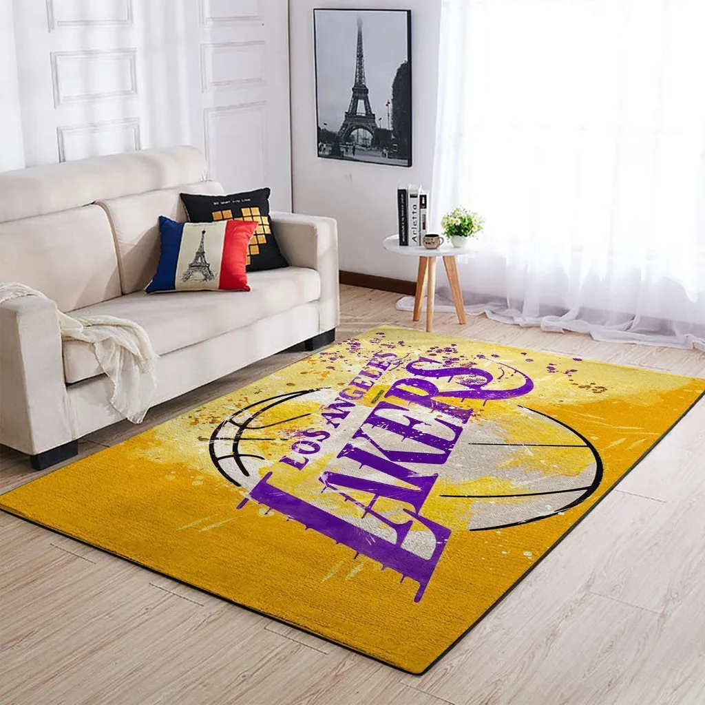 Los Angeles Lakers Rug - LA Area Official NBA Home Decor Purple and Yellow