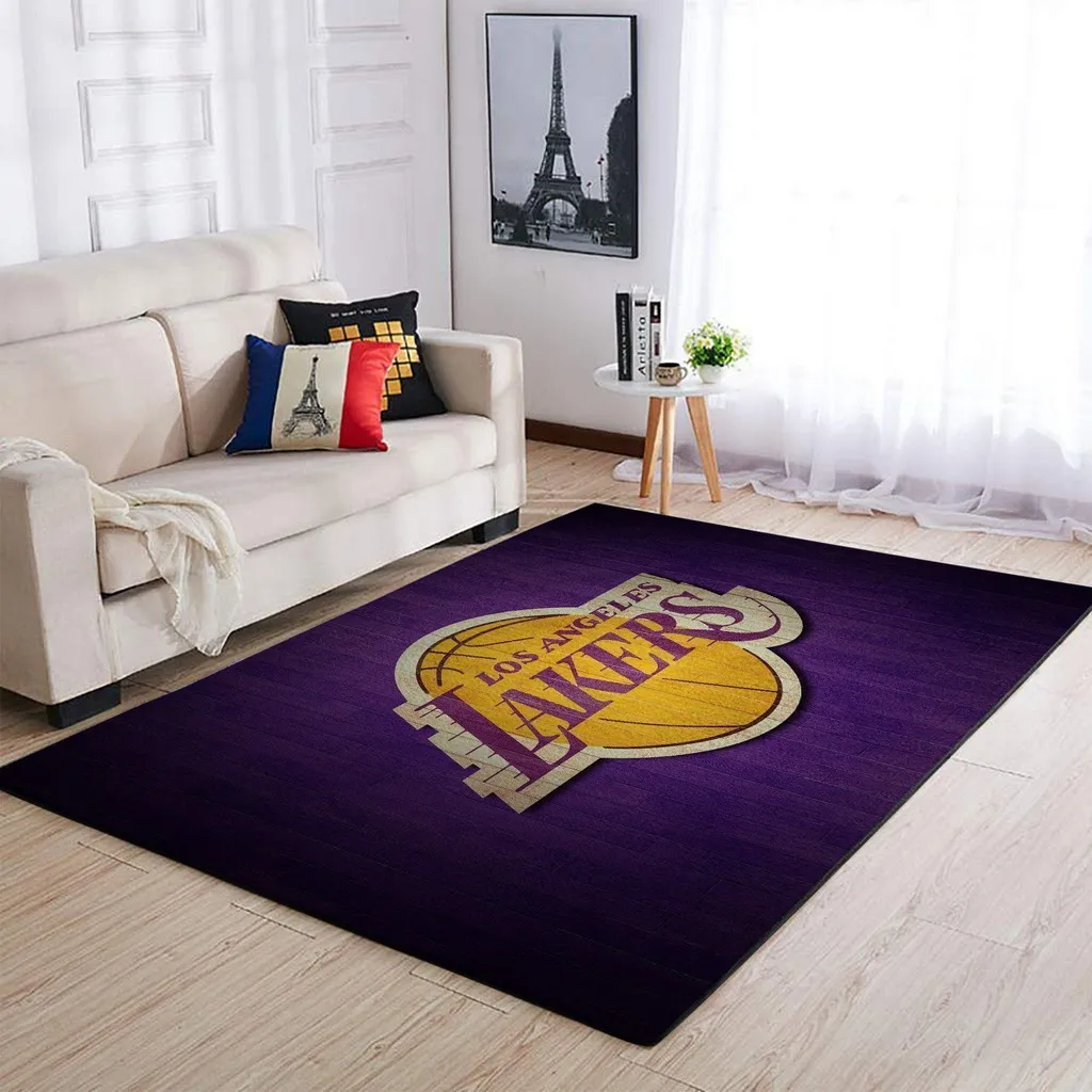 Los Angeles Lakers Rug - Large Area for Living Room Purple and Yellow
