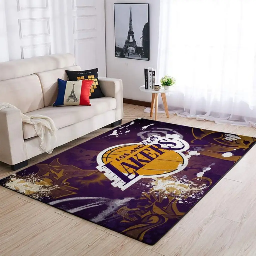 Los Angeles Lakers Rug - Living Room Team Colors Carpet Purple and Yellow