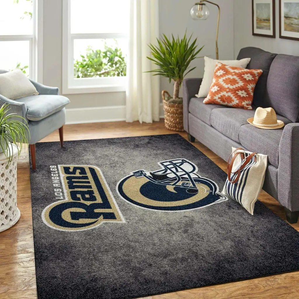 Los Angeles Rams Rug - Area Perfect for Living Room Decor Blue and Gray