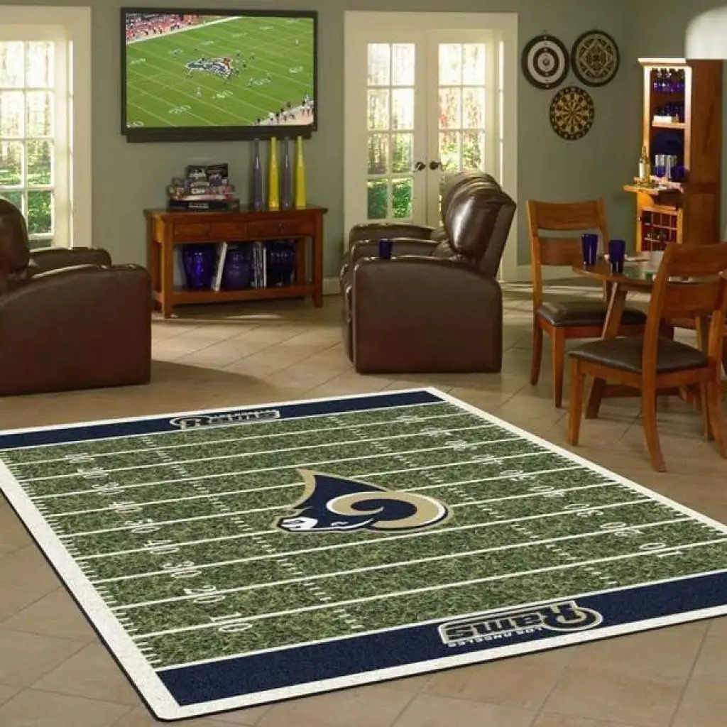 Los Angeles Rams Rug - Football Field Area for Fans Blue and Green