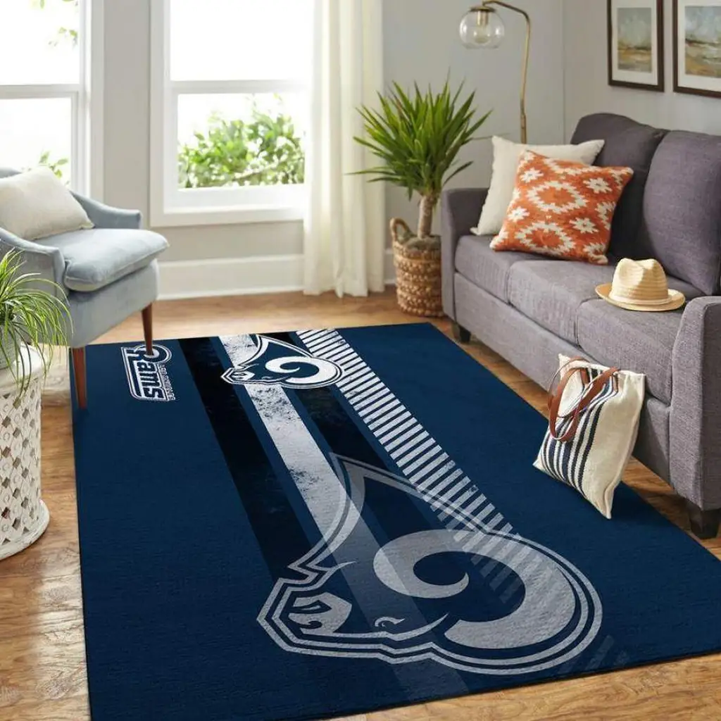 Los Angeles Rams Rug - NFL Team Logo Area for Living Room Blue and White