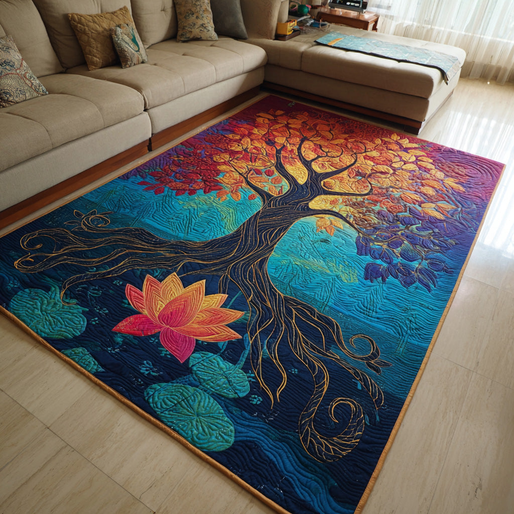 Lotus Canopy Area Rug - Non-Slip Washable 3D Print Rug for Living Room & BedroomTVC2108300