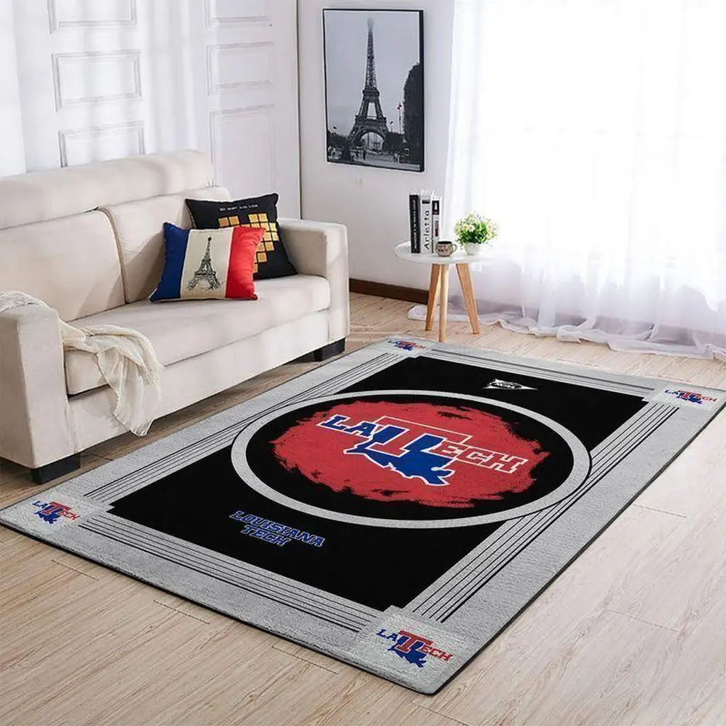 Louisiana Tech Team Logo Area Rug for Home Decor Green and Red