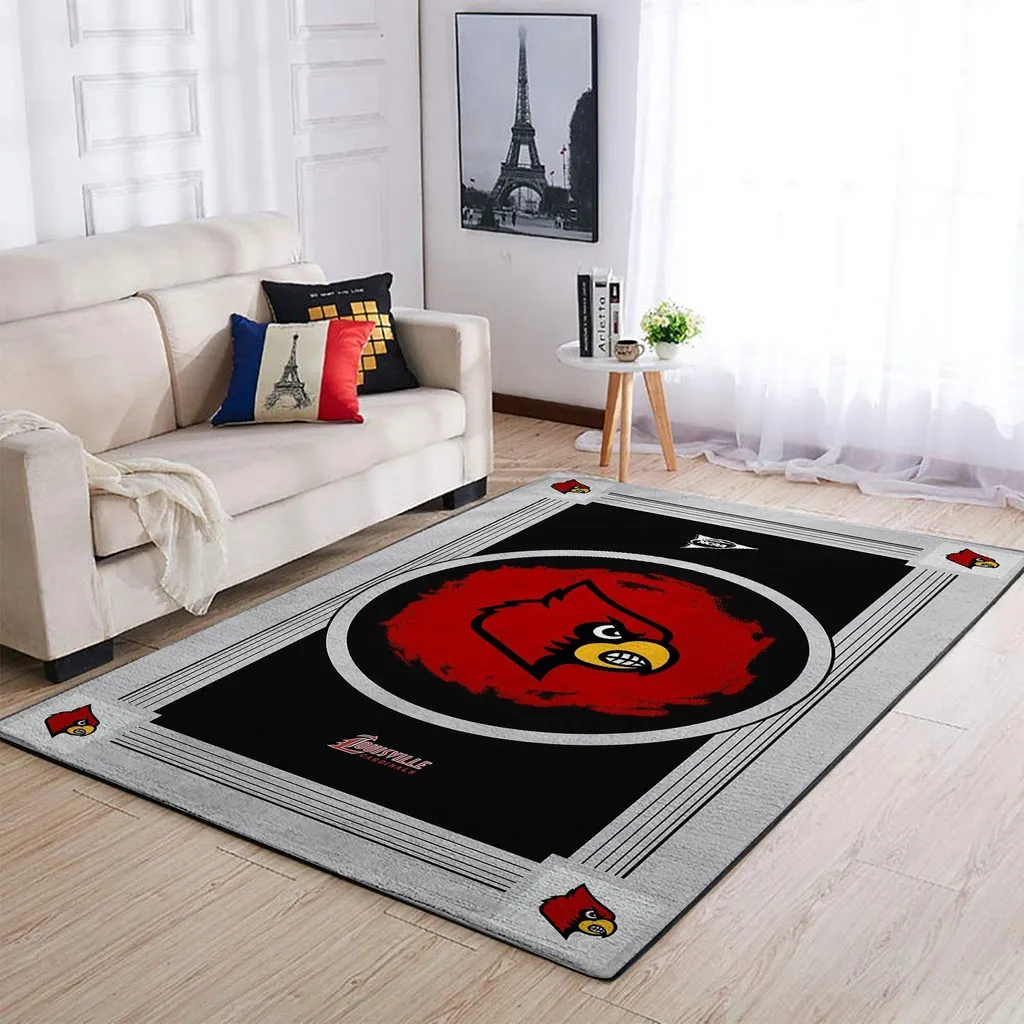 Louisville Cardinals Rug - for Living Room Decor Black and Red