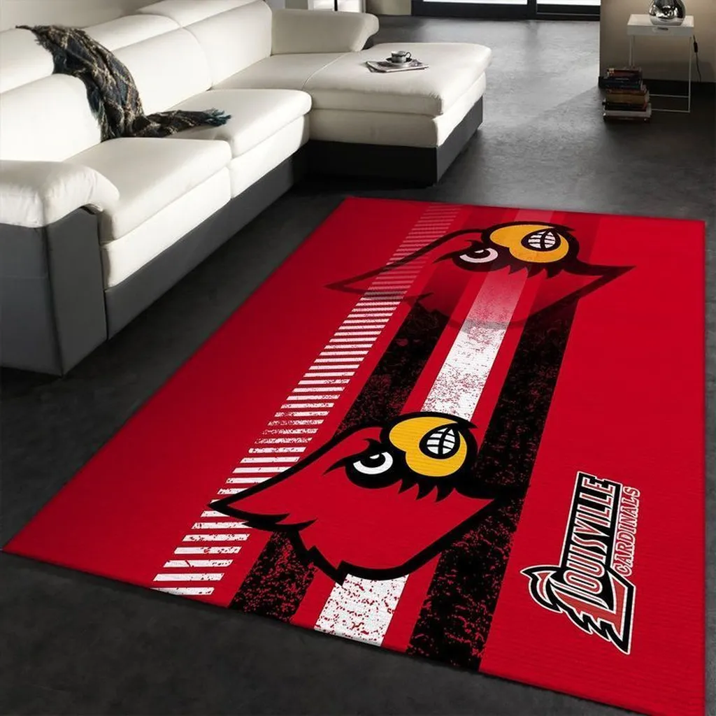 Louisville Cardinals Rug - Striped Team Logo Area Black and Red