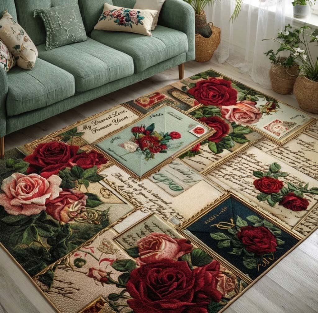 Love Letters Area Rug - Non-Slip Washable 3D Print Rug for Living Room & BedroomTVC2108407