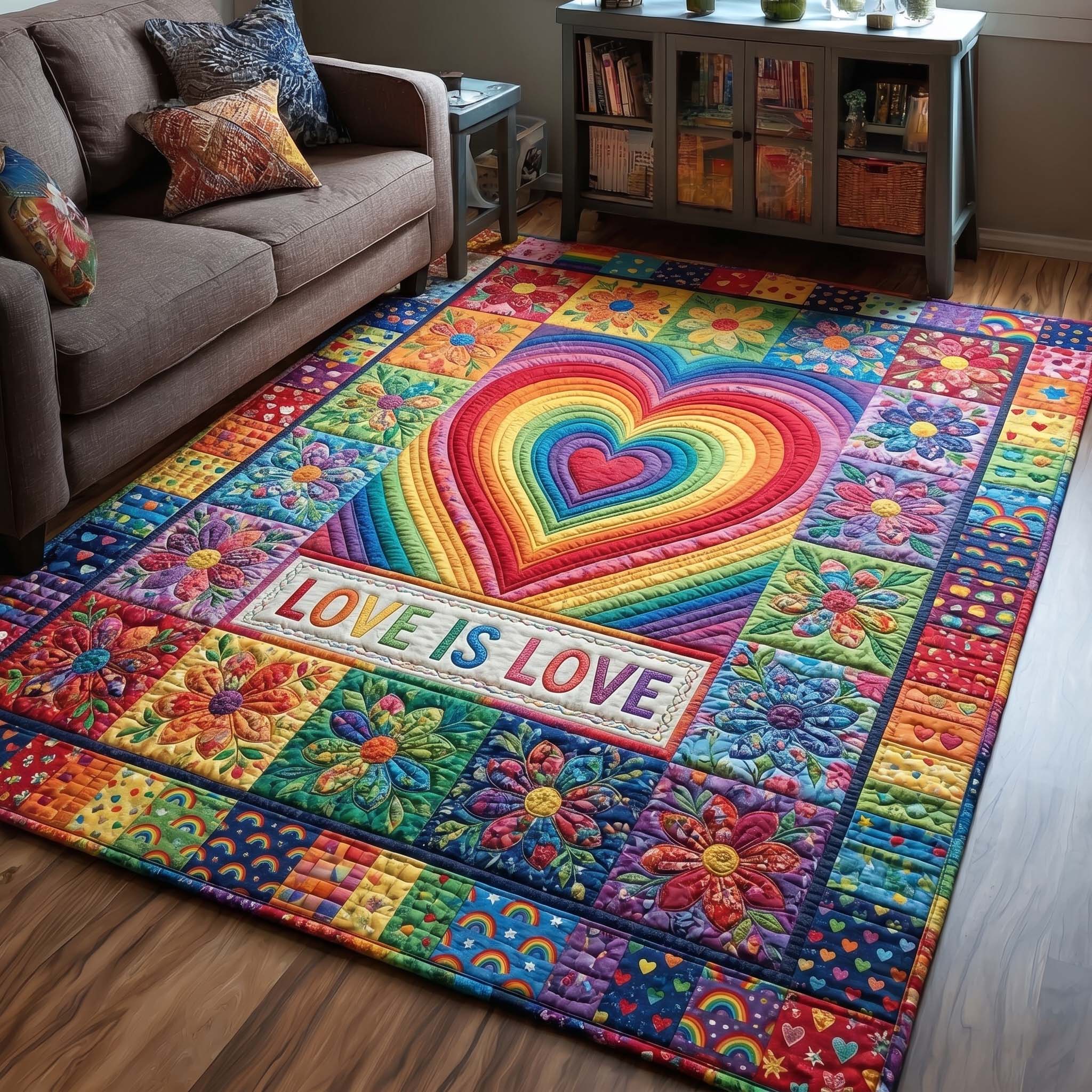 Love Spectrum Bloom Area Rug - Non-Slip Washable 3D Print Rug for Living Room & BedroomTVC2108407