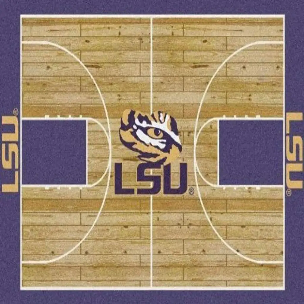 LSU Basketball Court Area Rug for Home Decoration Beige and Purple