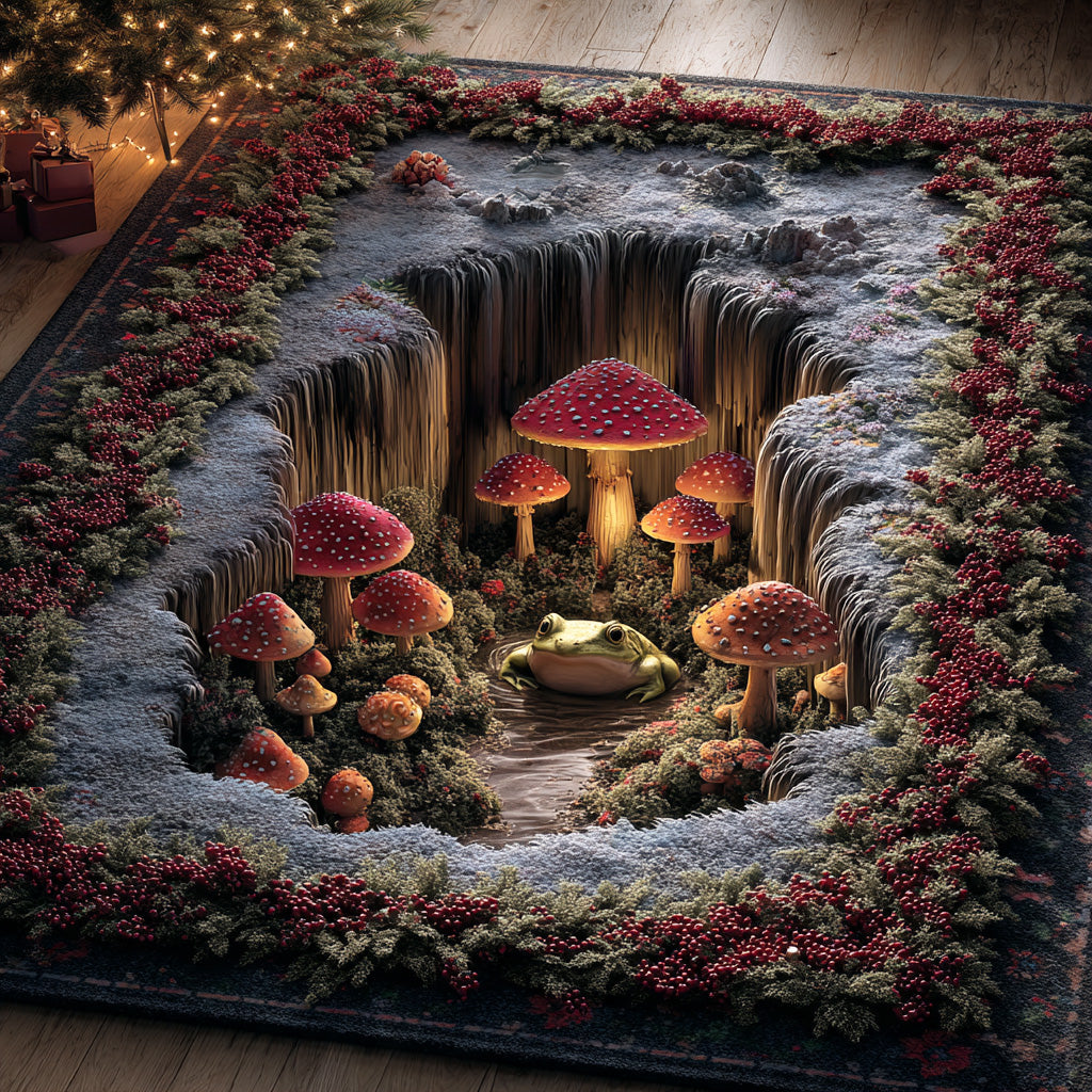 Magic Mushroom Hollow Area Rug - Non-Slip Washable 3D Print Rug for Living Room & BedroomTVC2108299
