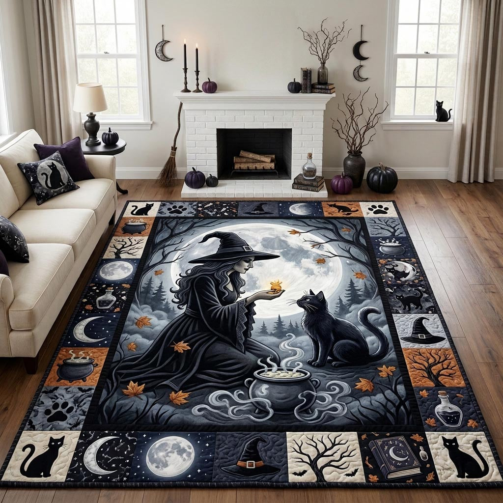 Magical Witch Halloween Area Rug - Non-Slip Washable 3D Print Rug for Living Room & BedroomTVC2108222