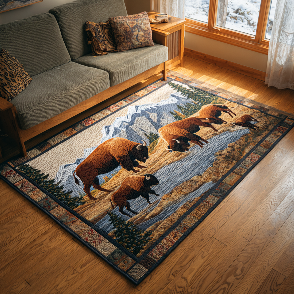 Majestic Bison Area Rug - Non-Slip Washable 3D Print Rug for Living Room & BedroomTVC2108299