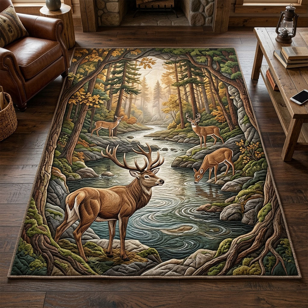 Majestic Deer Area Rug - Non-Slip Washable 3D Print Rug for Living Room & BedroomTVC2108232