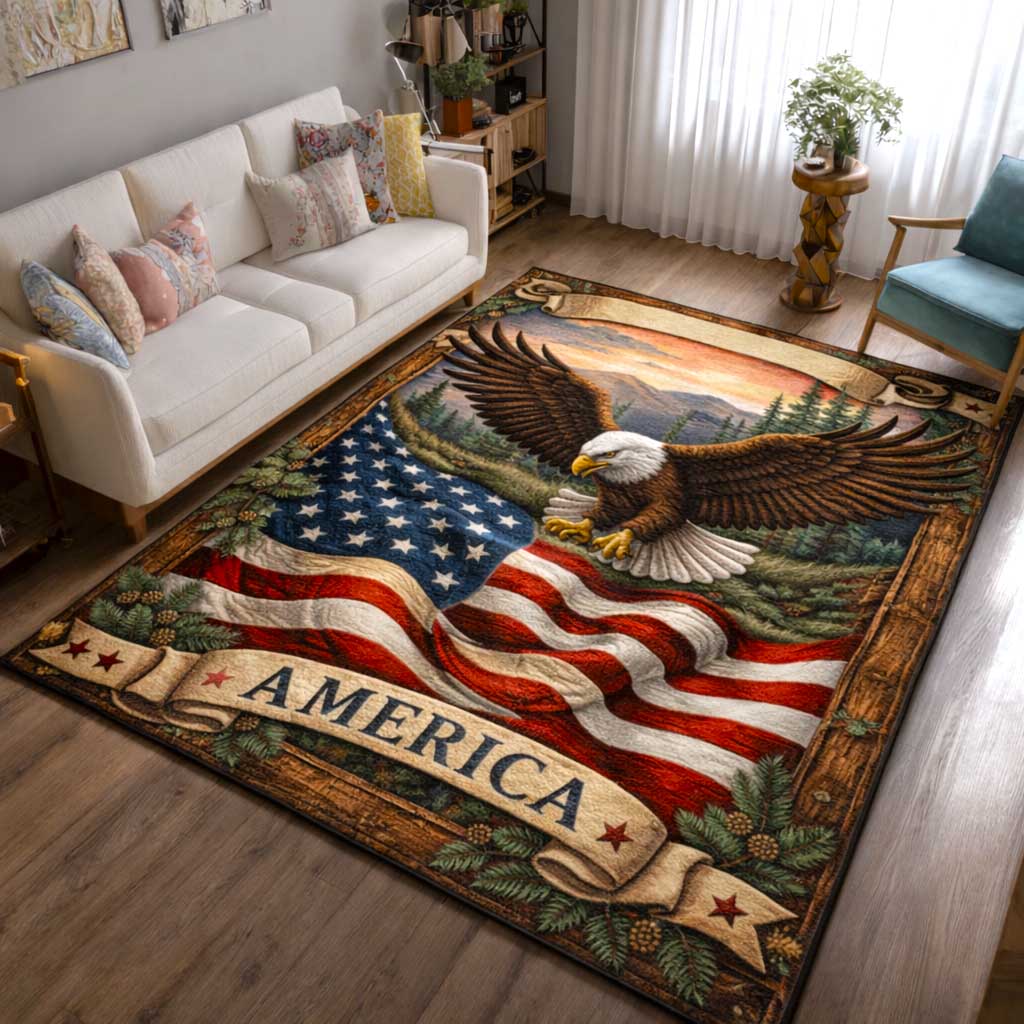 Majestic Eagle Area Rug - Non-Slip Washable 3D Print Rug for Living Room & BedroomTVC2108406
