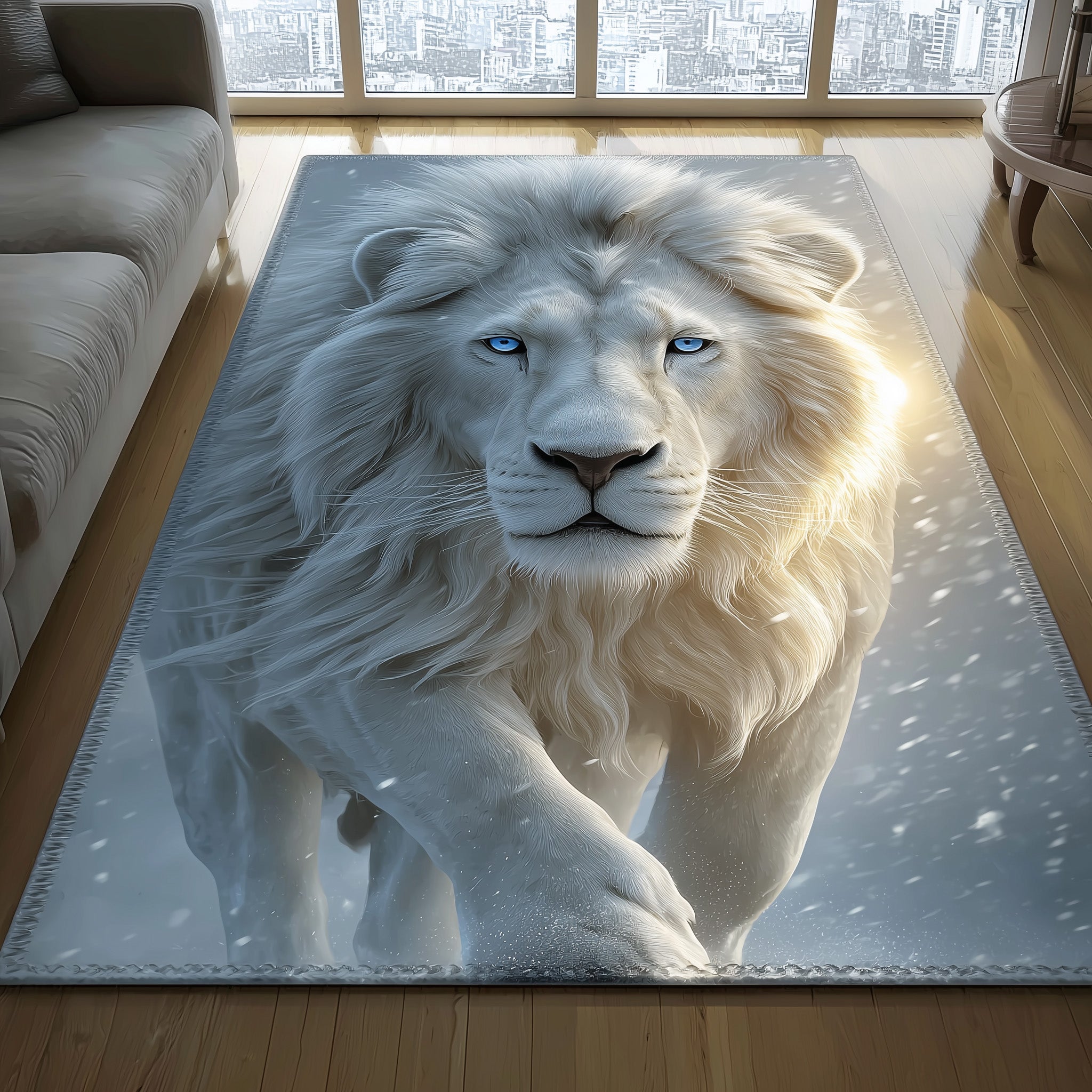 Majestic Lion Area Rug - Non-Slip Washable 3D Print Rug for Living Room & BedroomTVC2108406