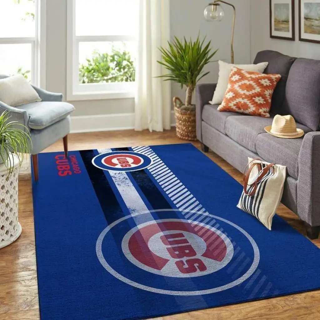 Major League Chicago Fan Cave Rug for Sports Fans Blue and Red